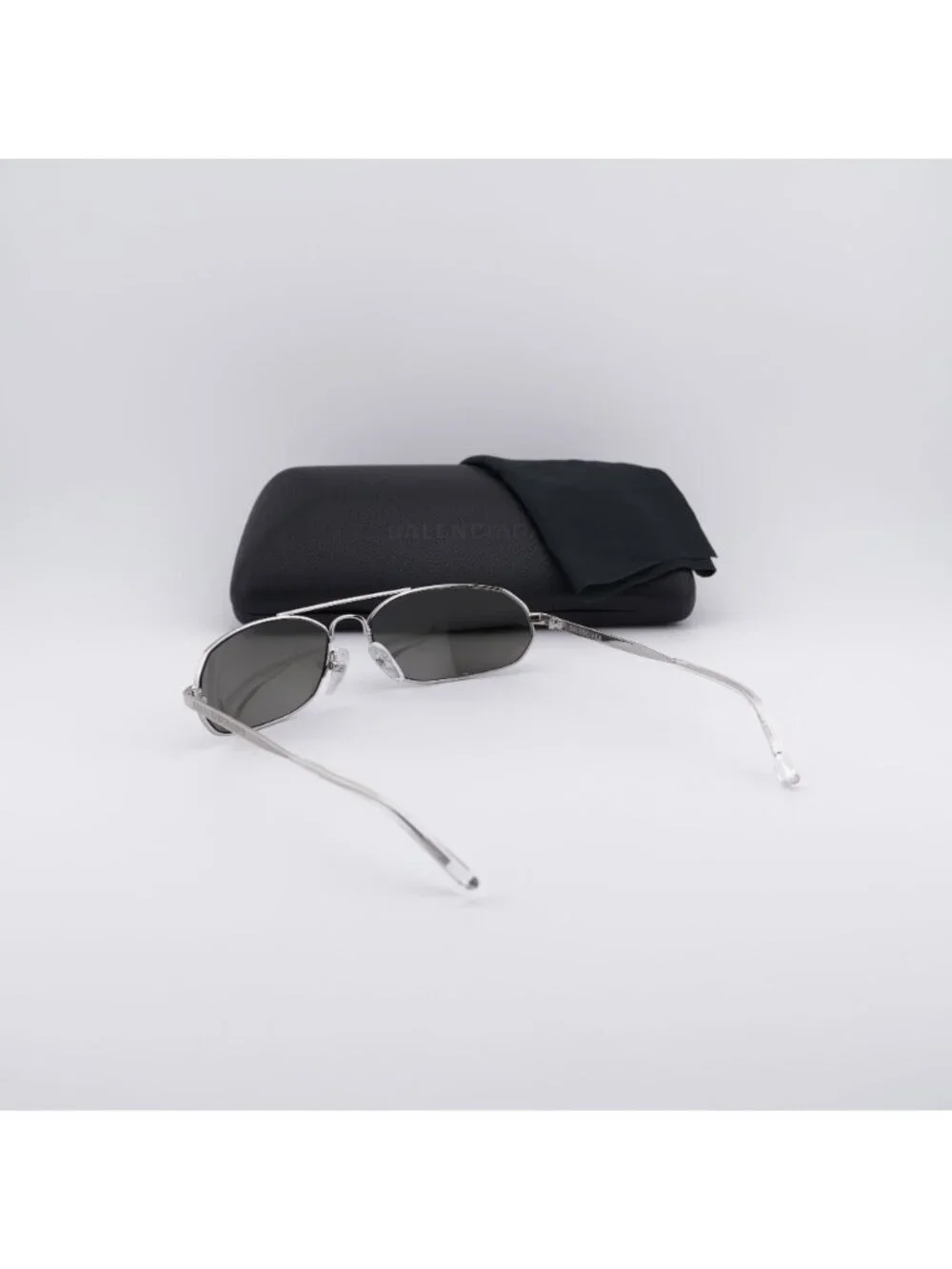 Balenciaga BB0010S 005 Oval Sunglasses - Silver Mirror
